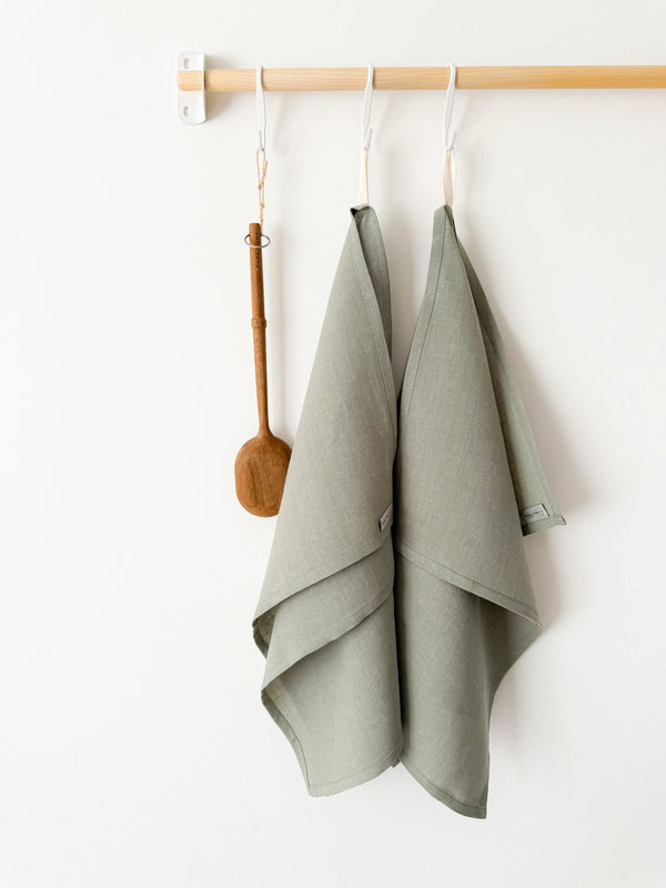 Sage Green Linen Tea Towel
