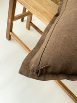 Brown Linen Throw Pillow Cover with Edging