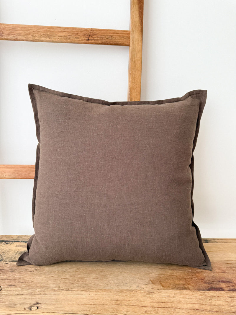 Brown Linen Throw Pillow Cover with Edging