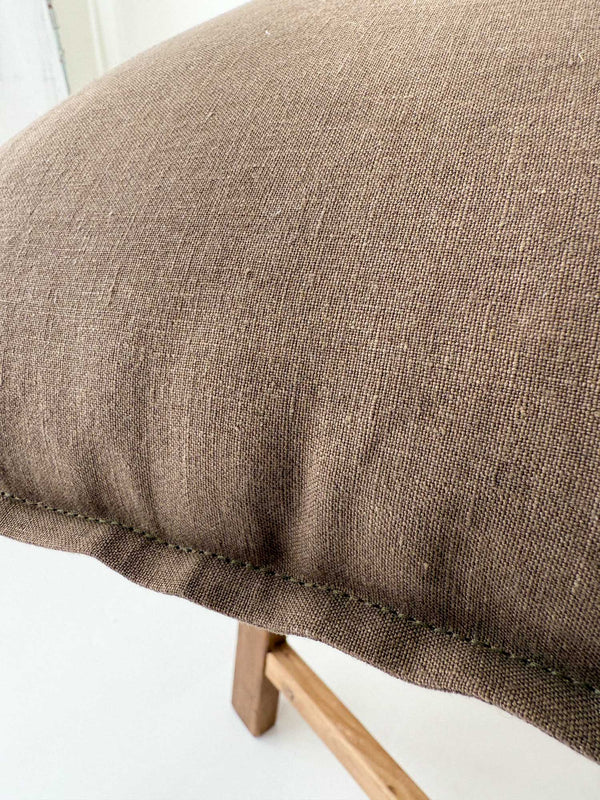 Brown Linen Throw Pillow Cover with Edging