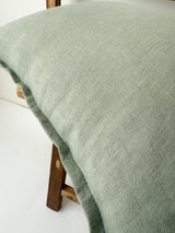 Sage Green Linen Throw Pillow Cover with Edging