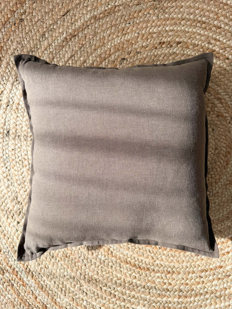 Brown Linen Throw Pillow Cover with Edging