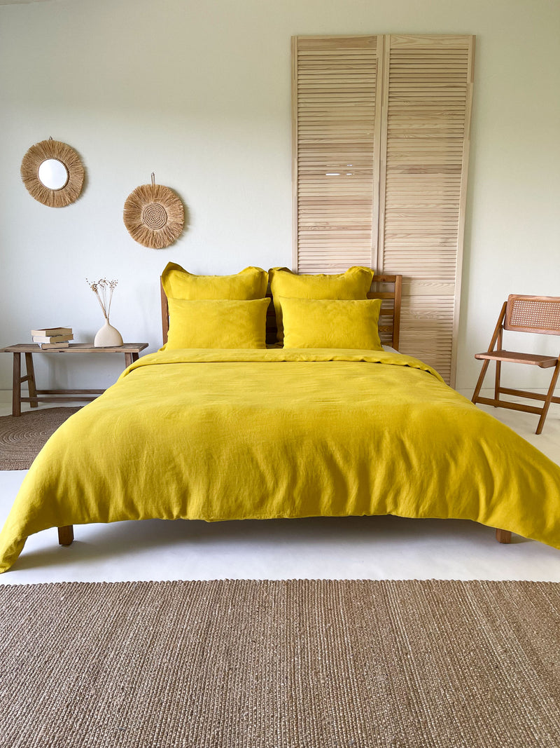 Yellow Linen Duvet Cover