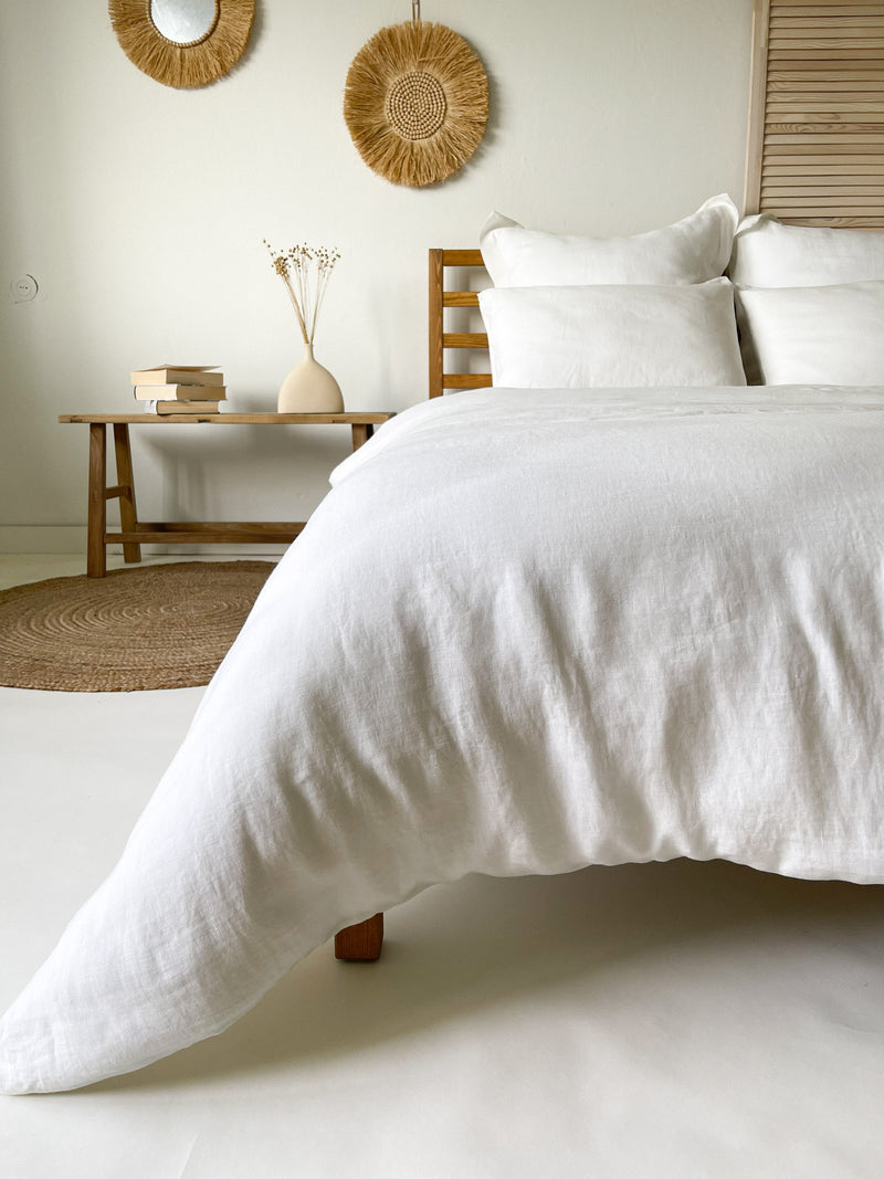 Off White Washed Linen Bedding Set