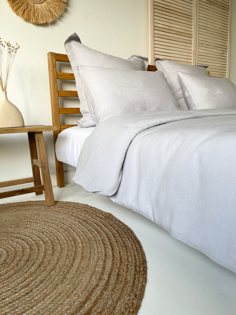 Light Gray Washed Linen Bedding Set