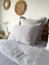 Light Gray Washed Linen Bedding Set