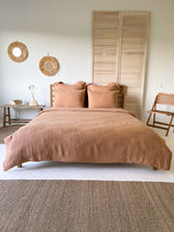 Tan Washed Linen Bedding Set