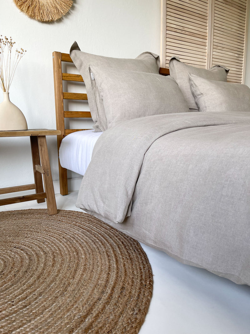 Beige Washed Linen Bedding Set