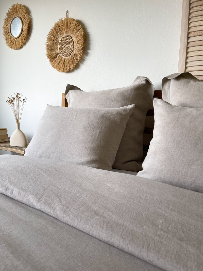 Beige Linen Duvet Cover