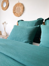 Dark Green Linen Duvet Cover