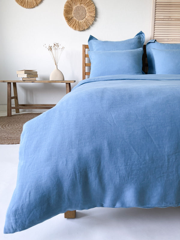 Light Blue Linen Duvet Cover