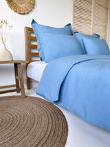 Light Blue Washed Linen Bedding Set