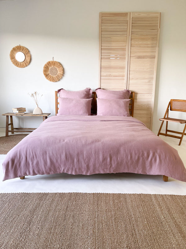 Dusty Pink Washed Linen Bedding Set