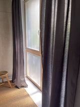 Medium Weight Washed Linen Curtains - Dark Grey (Set of 2)