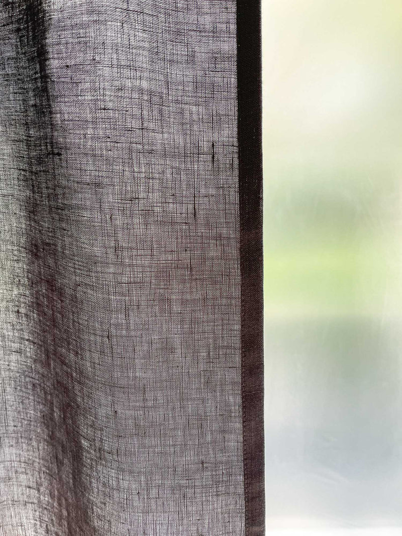 Medium Weight Washed Linen Curtains - Dark Grey (Set of 2)