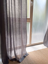 Medium Weight Washed Linen Curtains - Dark Grey (Set of 2)