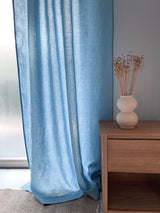 Medium Weight Washed Linen Curtains - Light Blue (Set of 2)