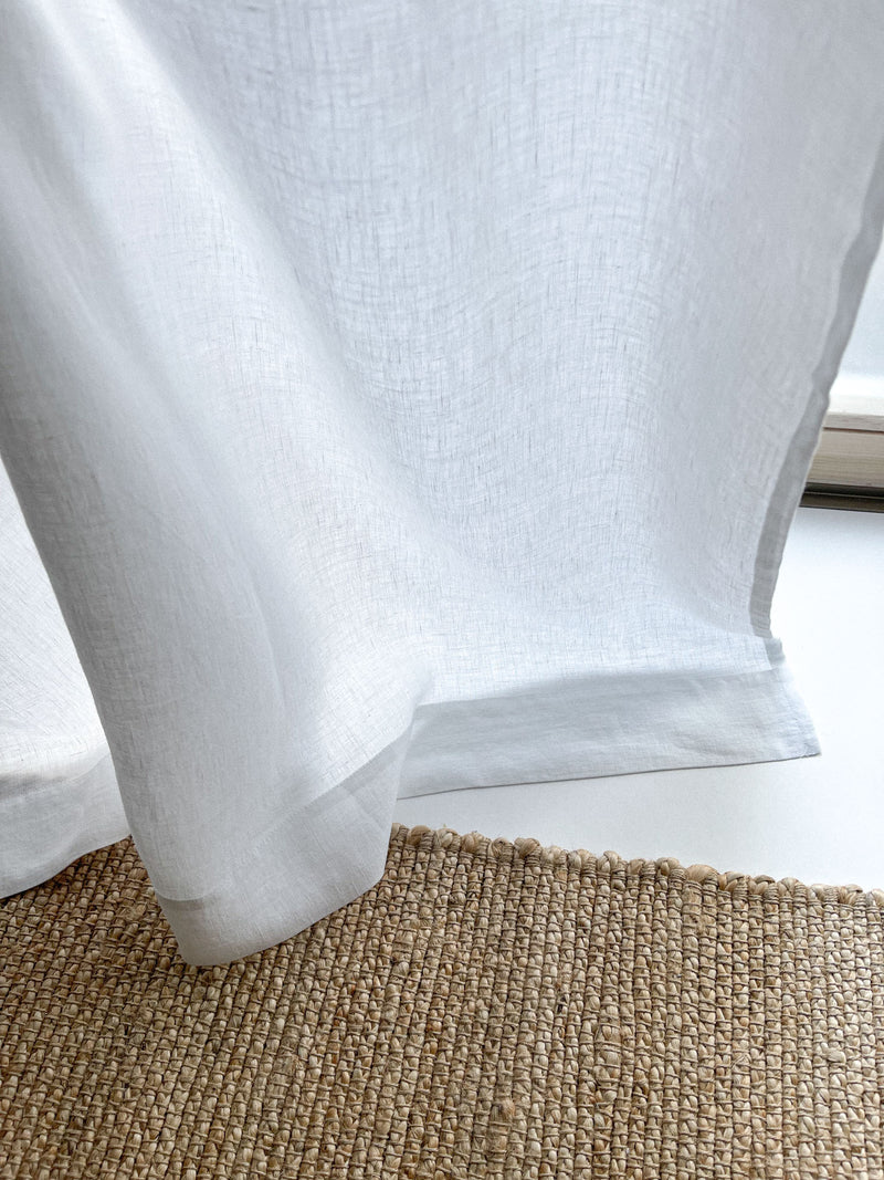 Medium Weight Washed Linen Curtains - White (Set of 2)