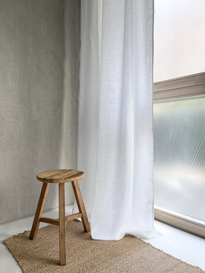 Medium Weight Washed Linen Curtains - White (Set of 2)