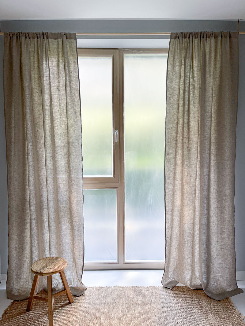 Medium Weight Washed Linen Curtains - Beige (Set of 2)