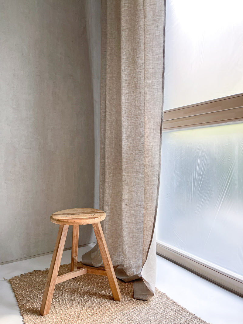Medium Weight Washed Linen Curtains - Beige (Set of 2)