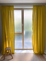 Medium Weight Washed Linen Curtains - Yellow (Set of 2)