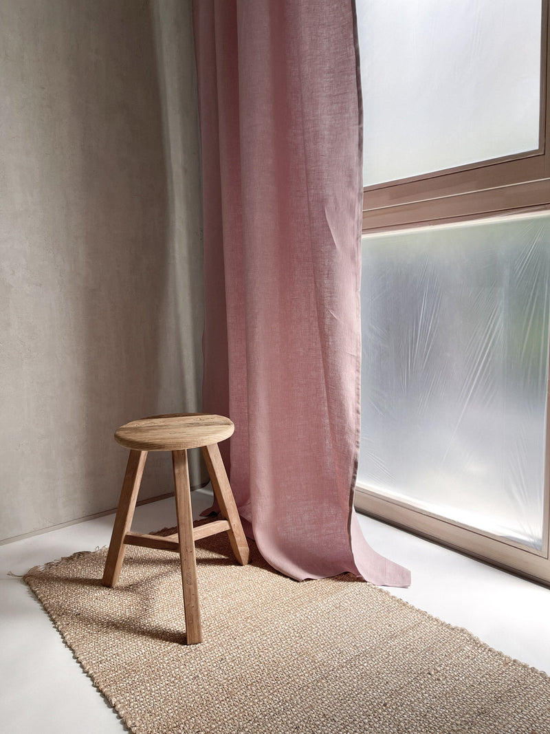Medium Weight Washed Linen Curtains - Dusty Pink (Set of 2)