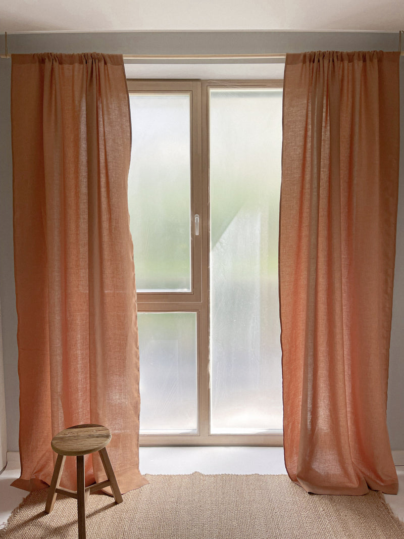 Medium Weight Washed Linen Curtains - Tan (Set of 2)