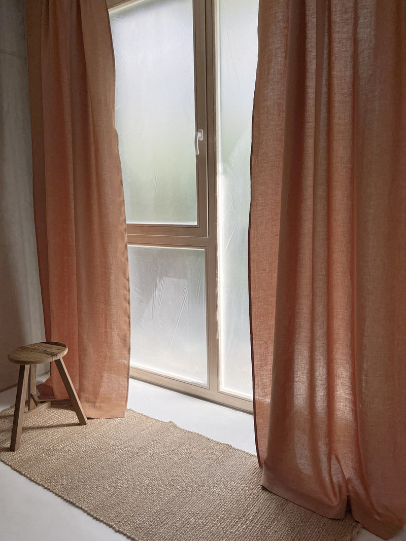 Medium Weight Washed Linen Curtains - Tan (Set of 2)