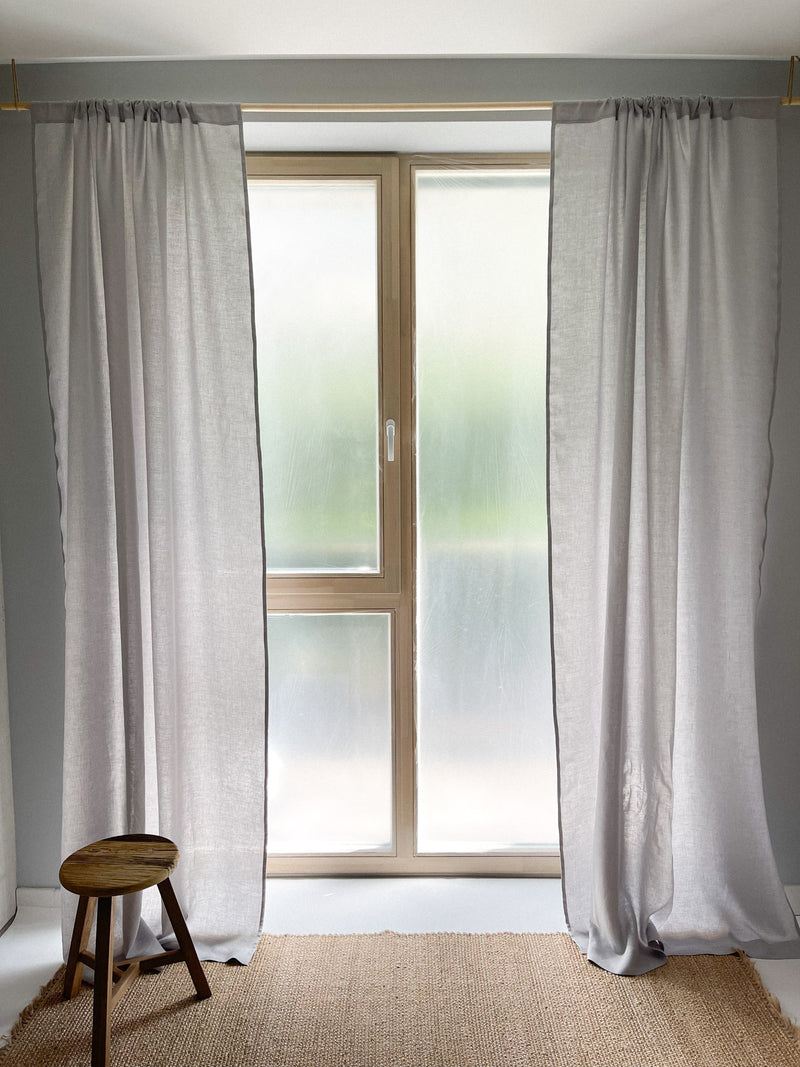 Medium Weight Washed Linen Curtains - Light Grey (Set of 2)