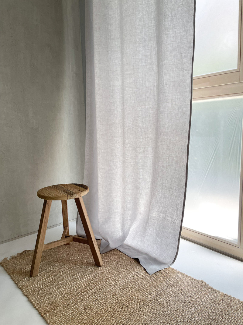 Medium Weight Washed Linen Curtains - Light Grey (Set of 2)