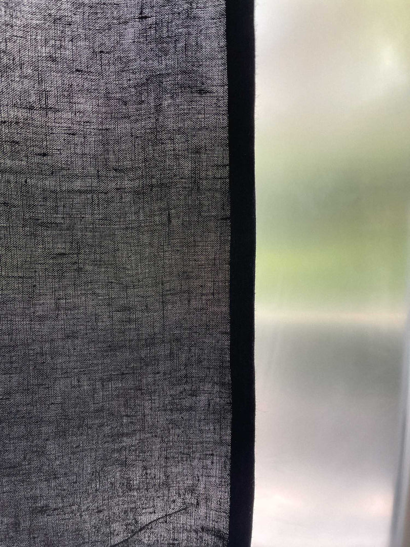 Medium Weight Washed Linen Curtains - Black (Set of 2)