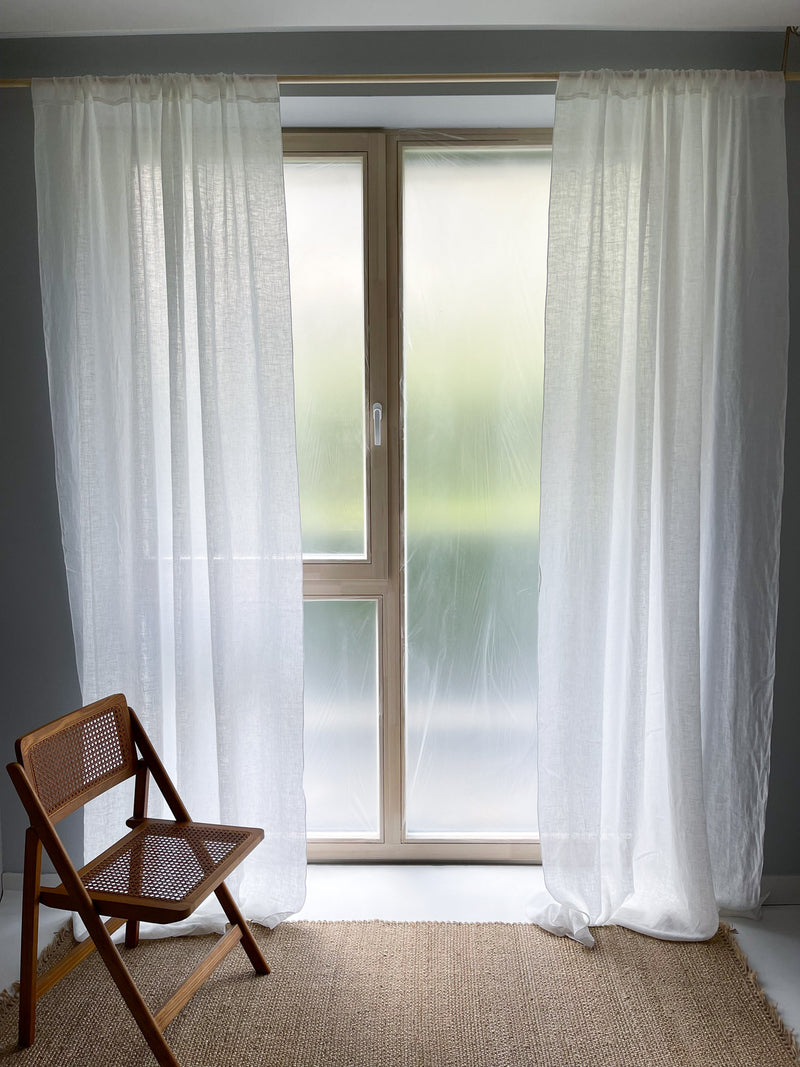 White Sheer Linen Curtain