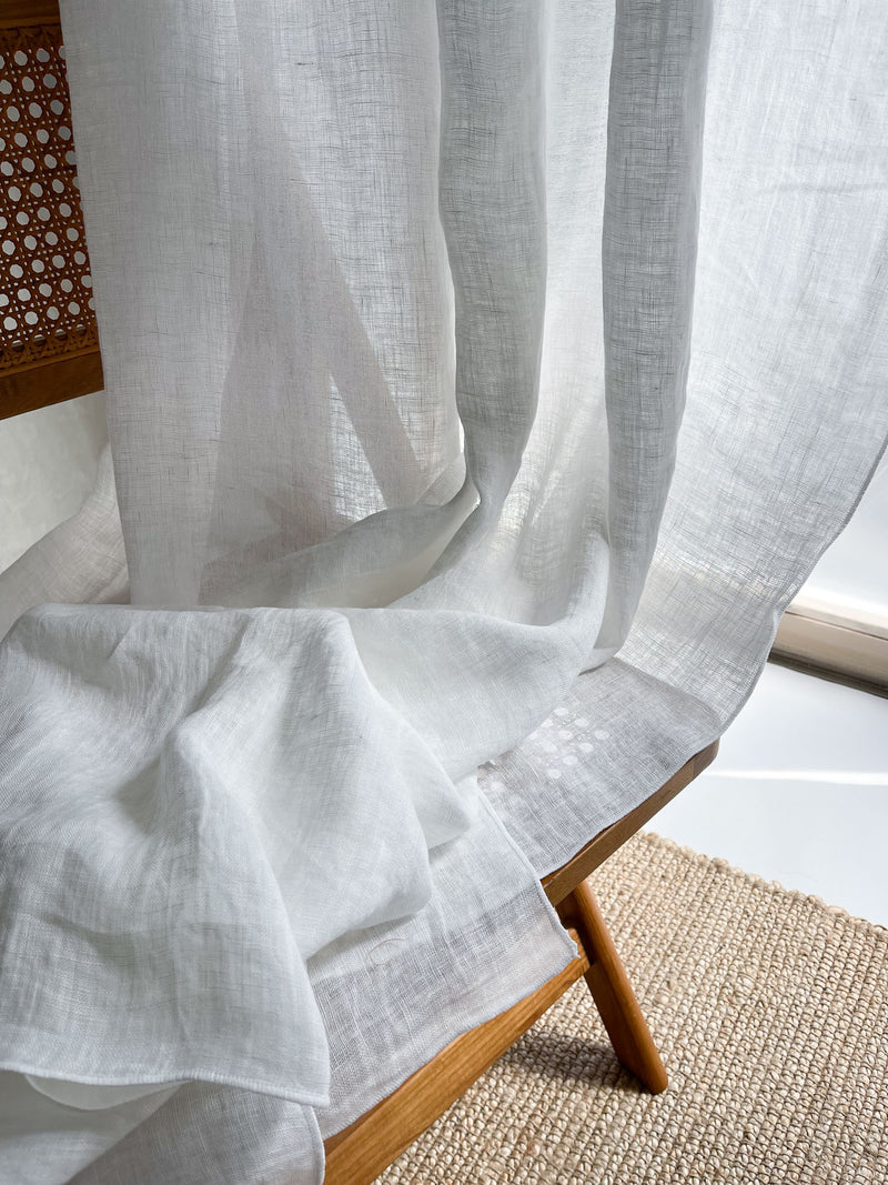 White Sheer Linen Curtain