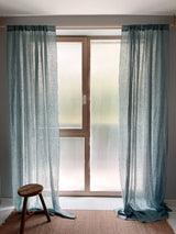 Stone Blue Sheer Linen Curtain