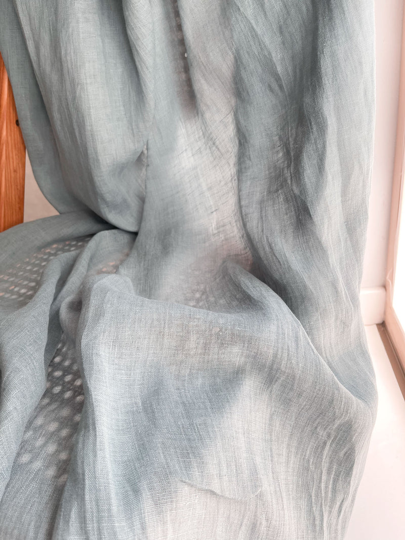 Stone Blue Sheer Linen Curtain