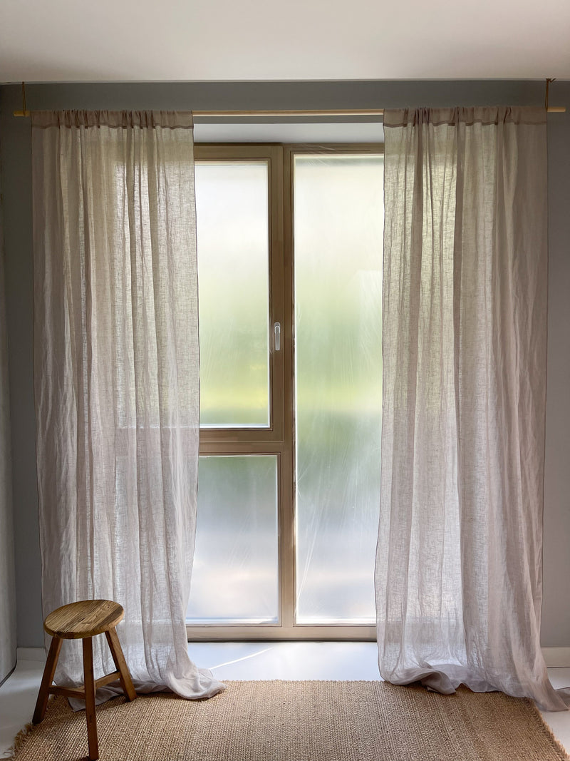 Beige Sheer Linen Curtain