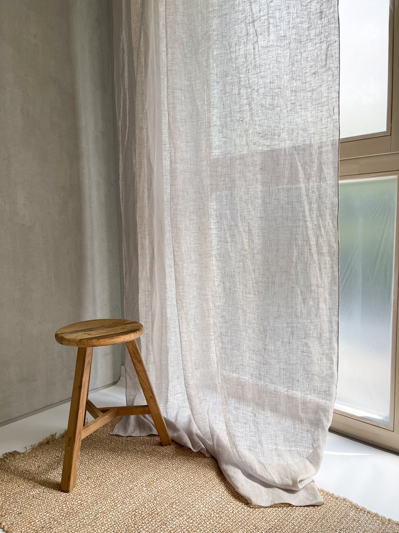 Beige Sheer Linen Curtain