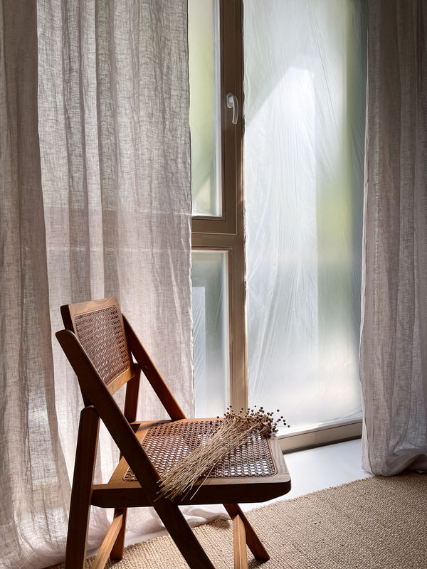 Beige Sheer Linen Curtain