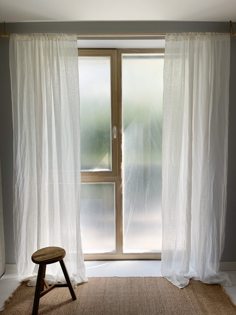 Off White Sheer Linen Curtain