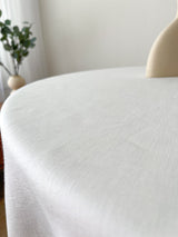 White Round Linen Tablecloth with Hemstitch