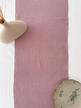 Light Pink Washed Linen Table Runner with Stitch Edges