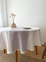 Light Grey Washed Linen Table Runner with Stitch Edges
