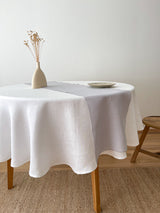 Light Grey Washed Linen Table Runner with Stitch Edges