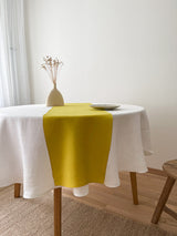 Yellow Washed Linen Table Runner with Stitch Edges