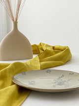 Yellow Washed Linen Table Runner with Stitch Edges