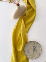 Yellow Washed Linen Table Runner with Stitch Edges