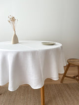 Off White Washed Linen Table Runner with Stitch Edges
