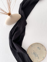 Black Washed Linen Table Runner with Stitch Edges