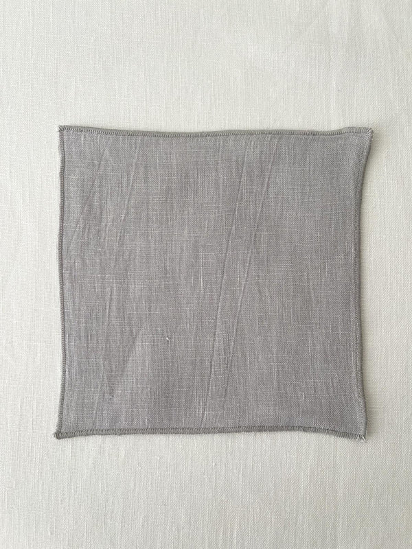 Light Grey Linen Coasters with Stitch Edges - set of 4